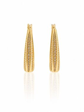 Gold-Filled Pavé Teardrop Hoop Earrings